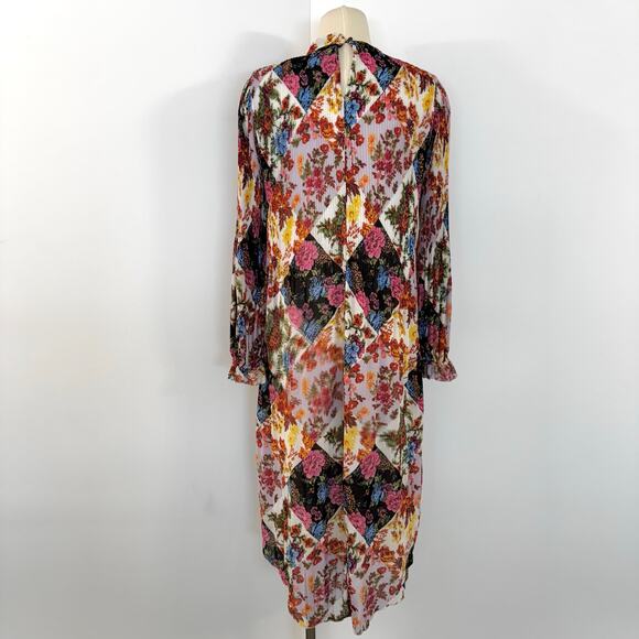 Anthropologie Maeve Shara Pleated Midi Dress Long Sleeve Boho Floral S - Picture 6 of 12